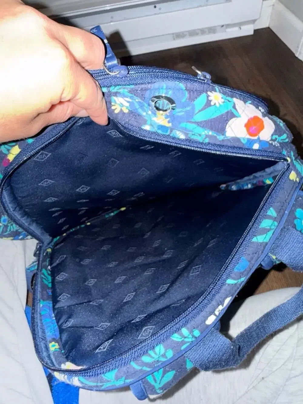 Vera Bradley Quilted Campus Backpack in Moonlight Garden Floral Pattern